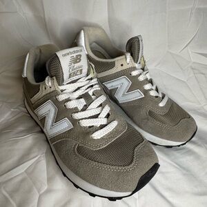 New Balance Women's 574 Gray and White Athletic Shoes